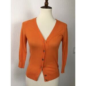 Trina Turk Orange Button Down Cardigan Sweater FLAW